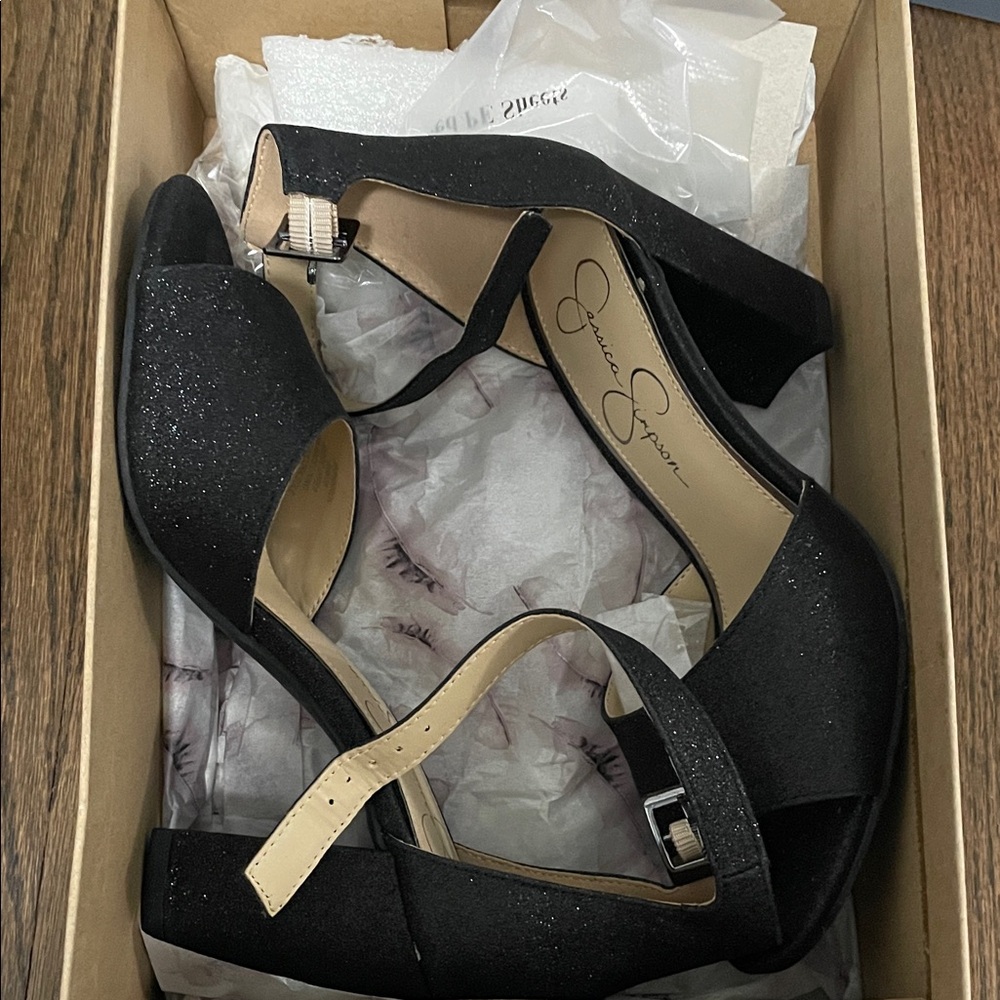 Jessica Simpson Black Sparkle Heels